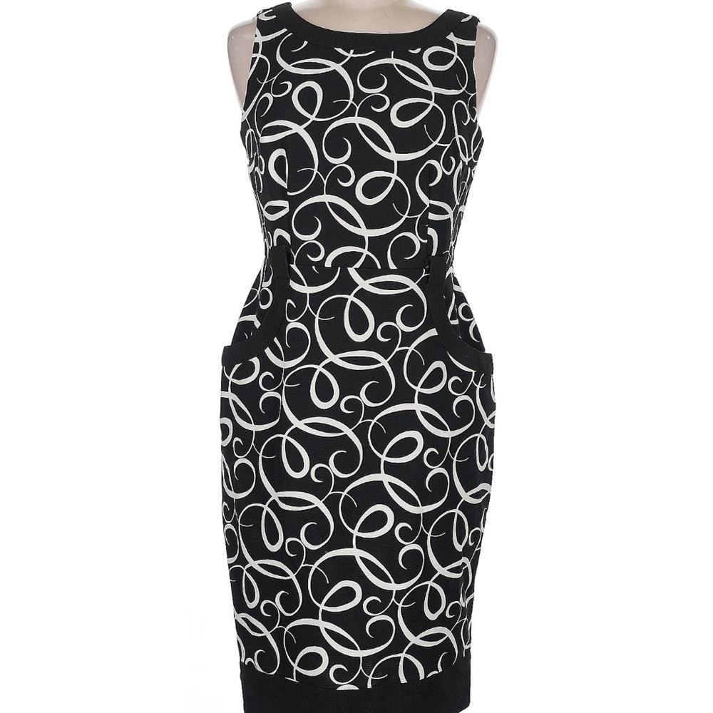London Times Black and White Sheath Dress-Size 6